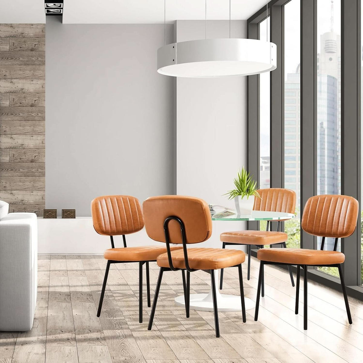 Brown Mid Century Modern Upholstered Dining Chair Set Of 4