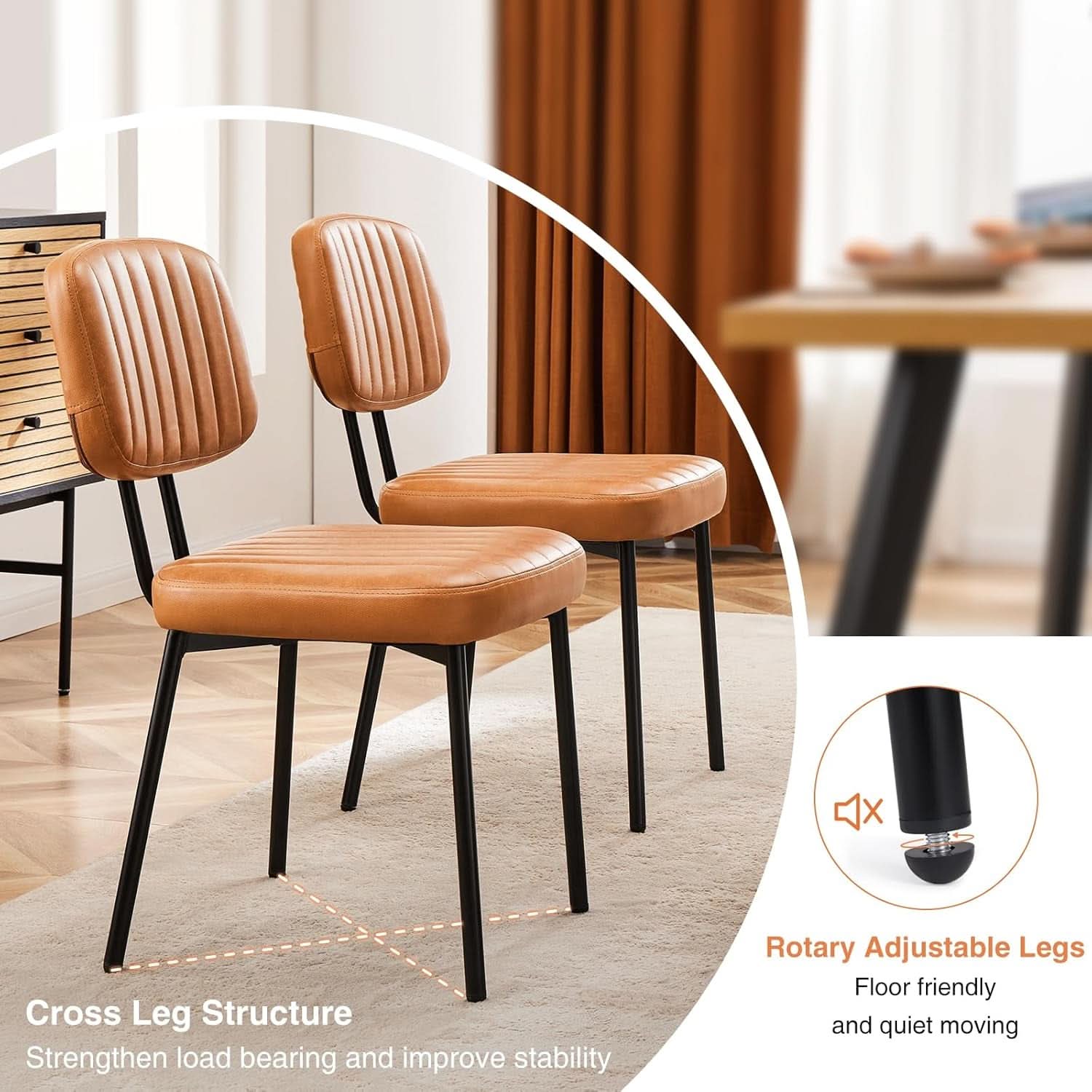 Brown Mid Century Modern Upholstered Dining Chair Set Of 4