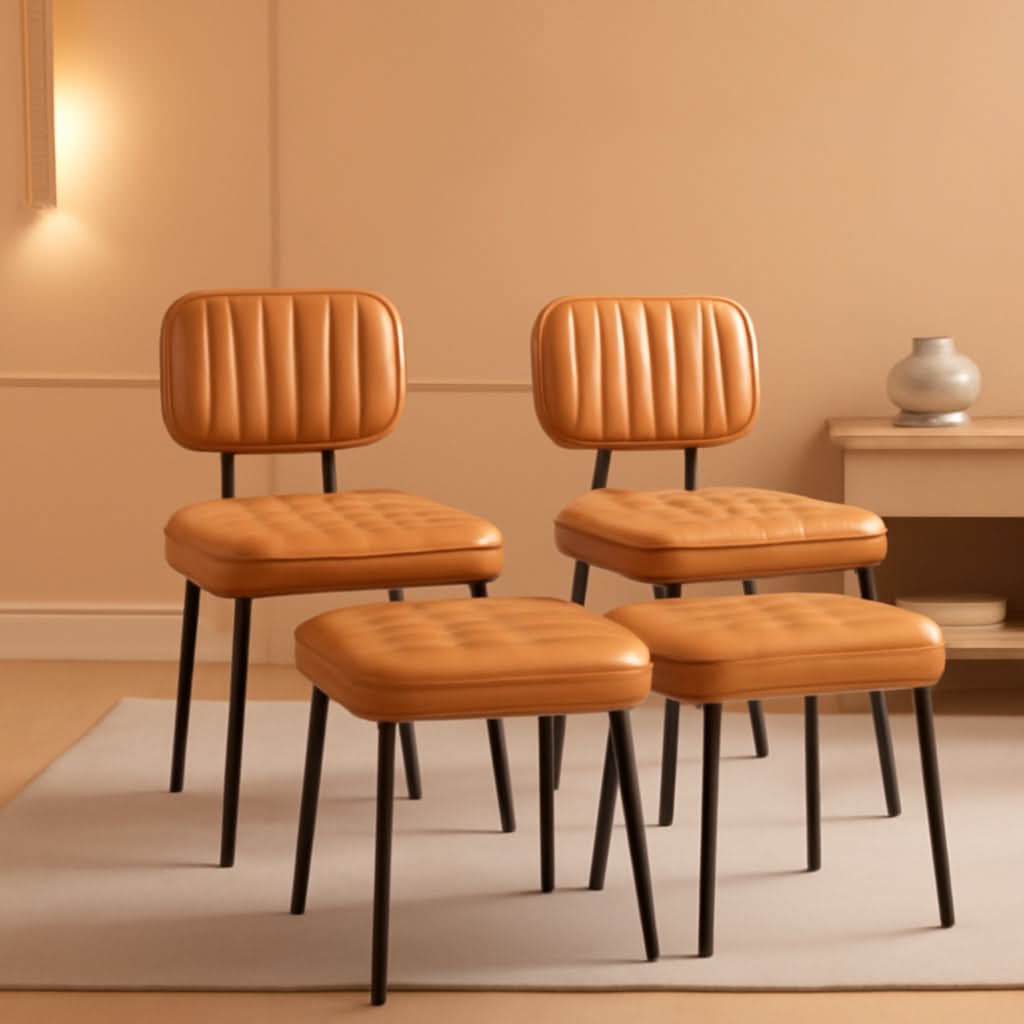 Brown Mid Century Modern Upholstered Dining Chair Set Of 4