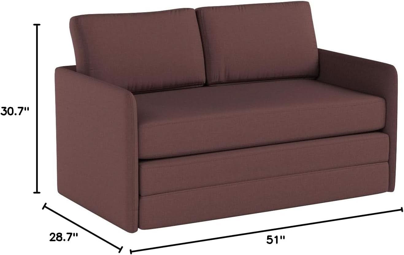 Brown Modern Loveseat Sleeper Sofa Bed For Small Spaces