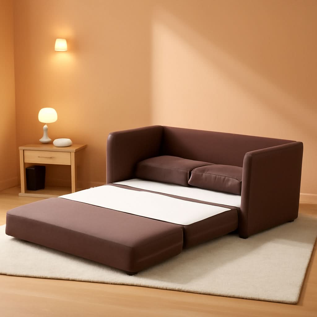 Brown Modern Loveseat Sleeper Sofa Bed For Small Spaces