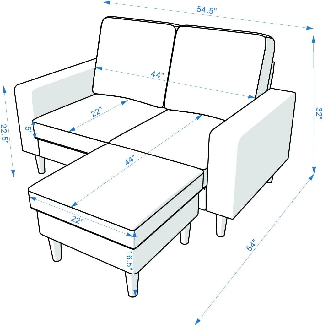 Brown Modern Sofa Set With Footstool 2 Seater 3 Seater