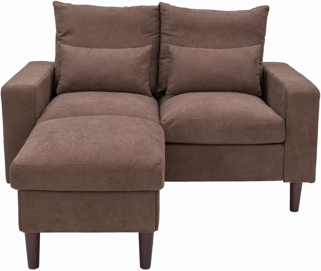 Brown Modern Sofa Set With Footstool 2 Seater 3 Seater