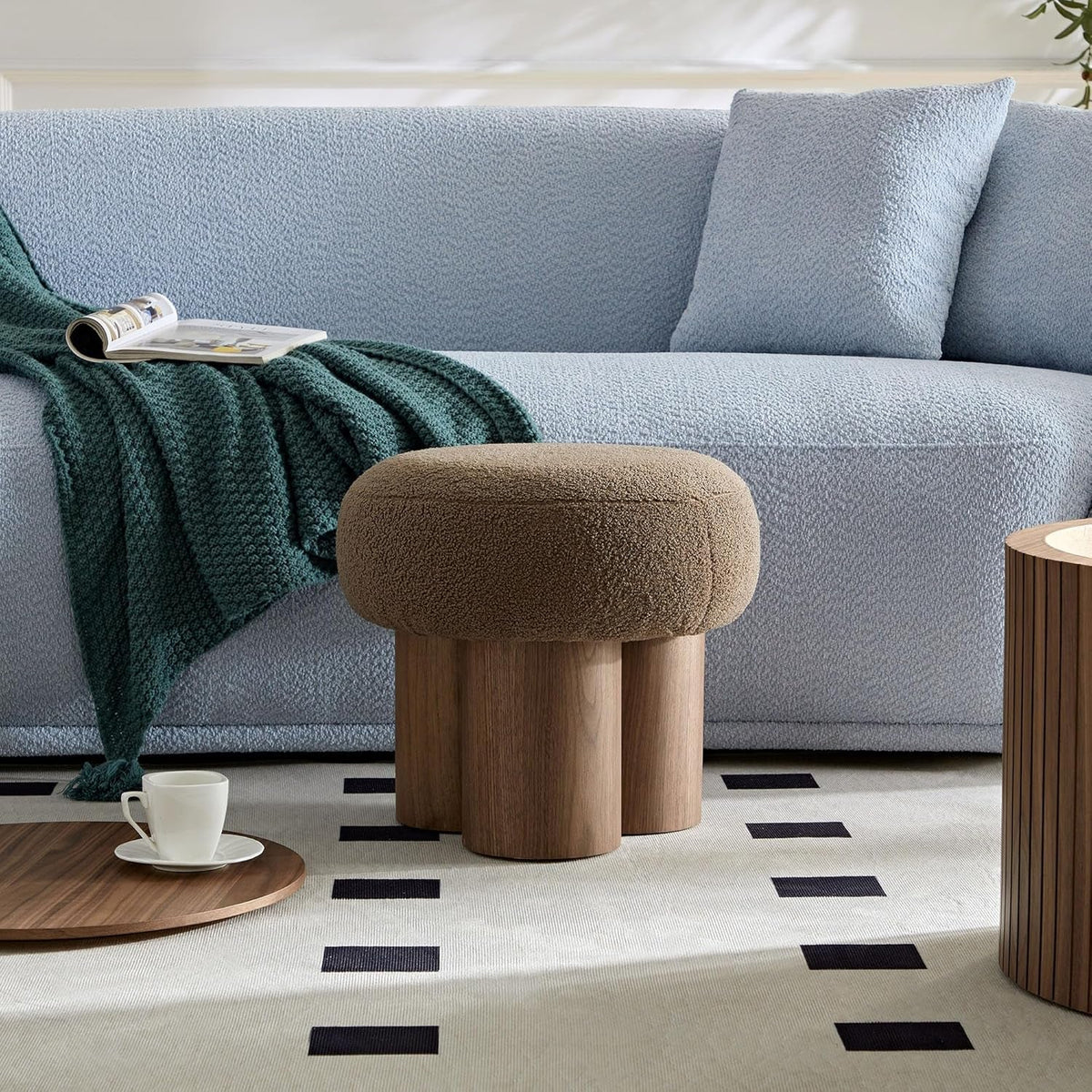 Brown Mushroom Stool Ottoman Footrest 16.54 Inches