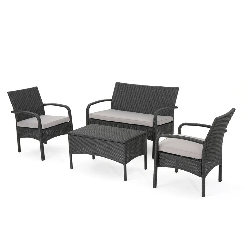 Brown Outdoor Conversation Set 4 Piece Weather Resistant