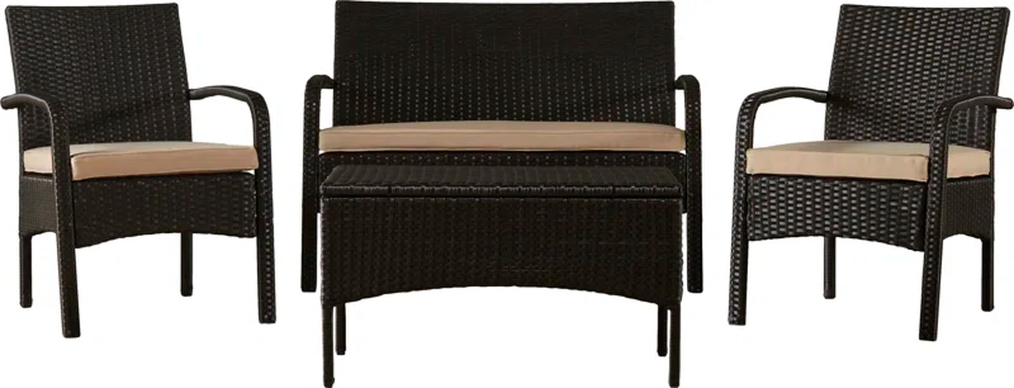 Brown Outdoor Conversation Set 4 Piece Weather Resistant