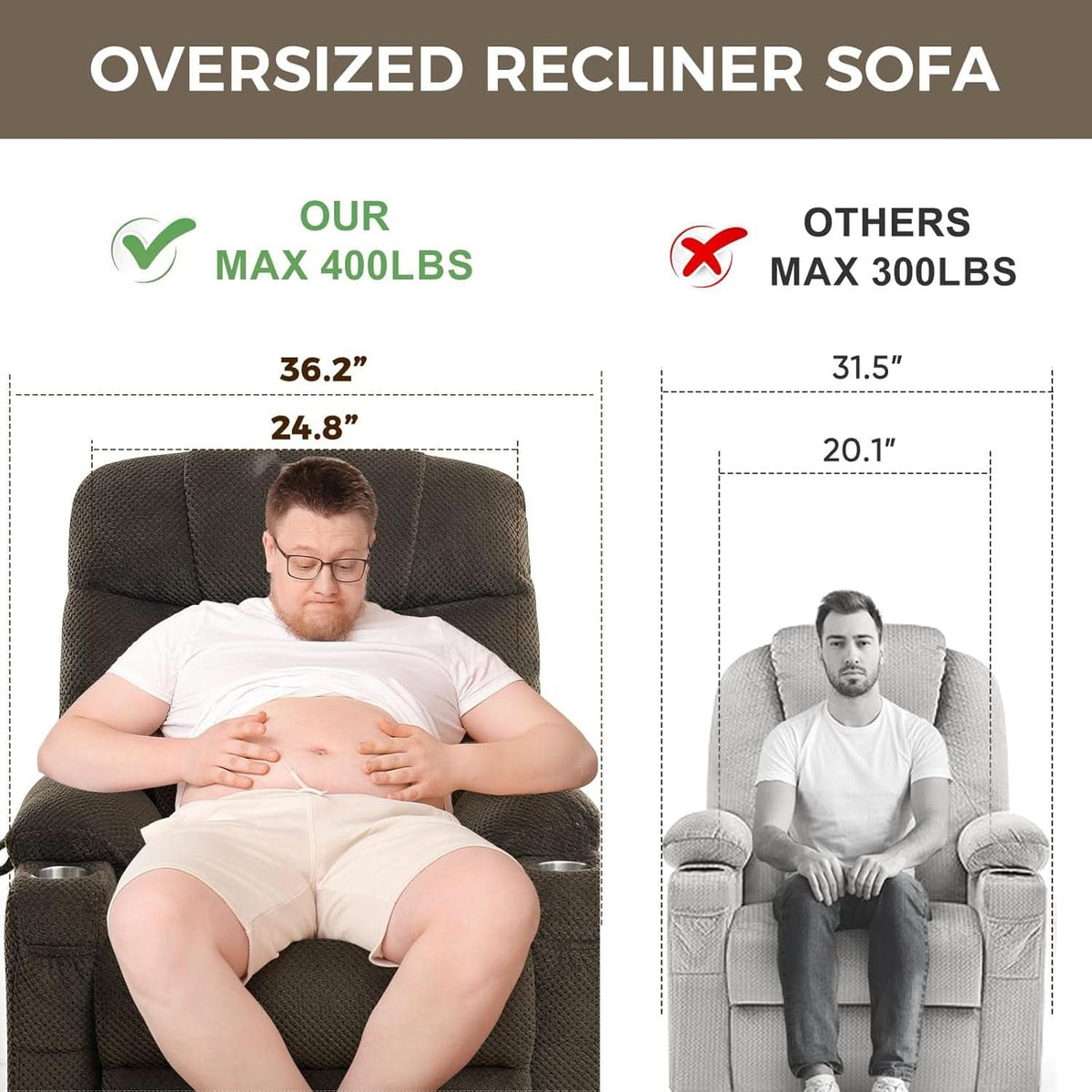 Brown Oversized Power Lift Recliner Chair For Living Room