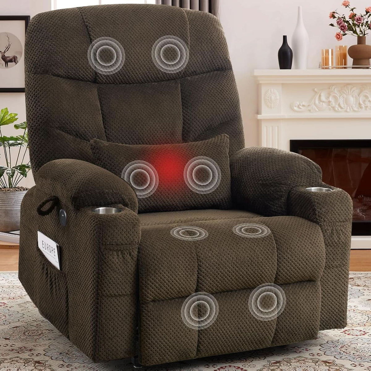Brown Oversized Power Lift Recliner Chair For Living Room