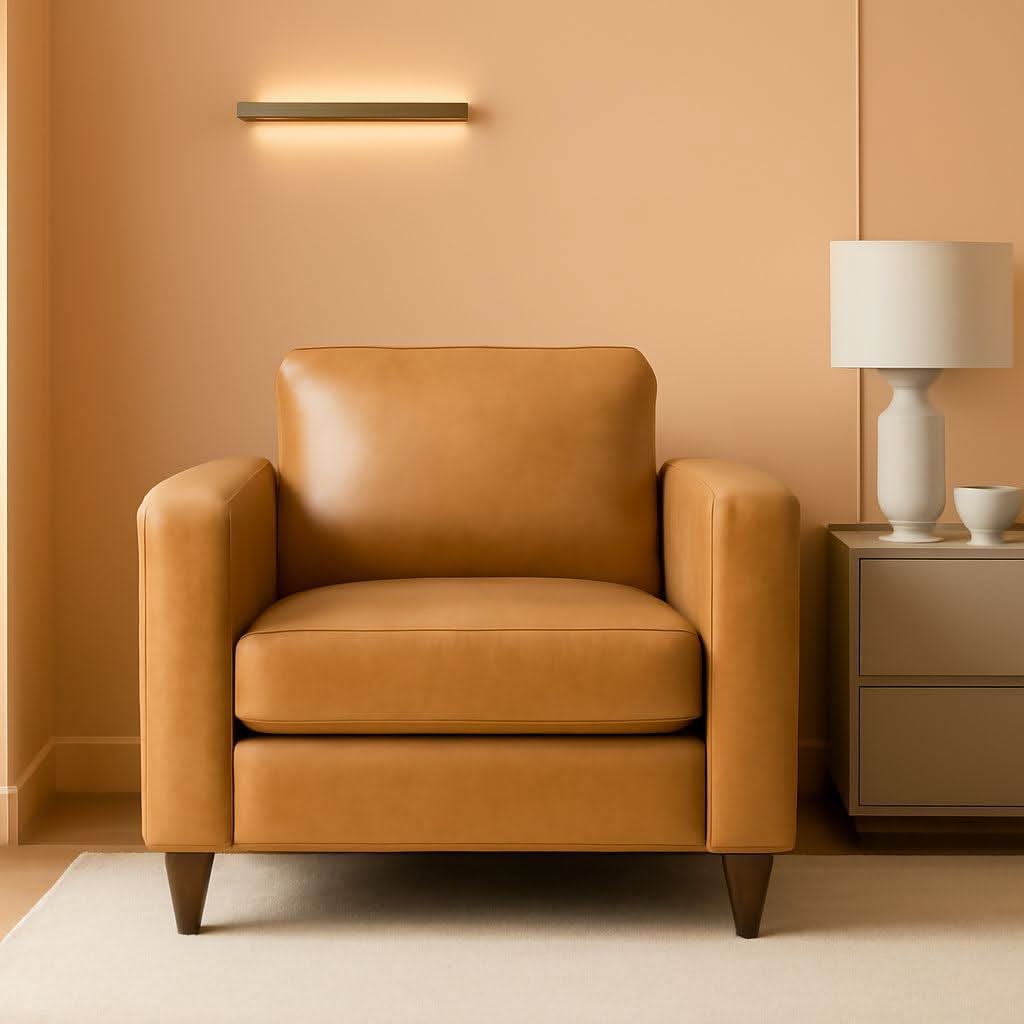 Brown Oversized Reading Armchair With Hidden Storage