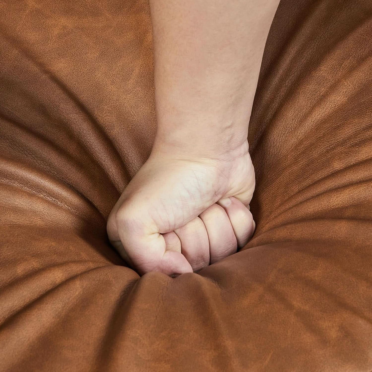 Brown PU Leather Midcentury Upholstered Ergonomic Armchair