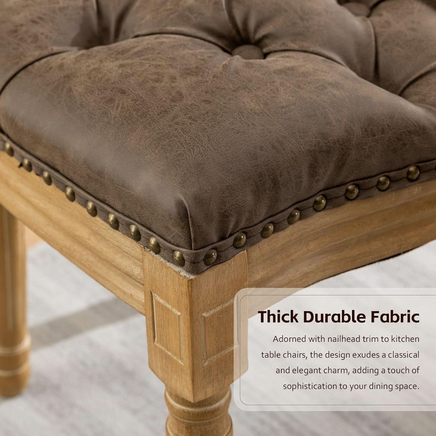 Brown PU Leather Upholstered Dining Chairs Set Of 6