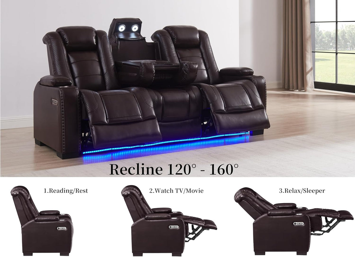 Brown Power Recliner Sofa Set For Living Room Comfort