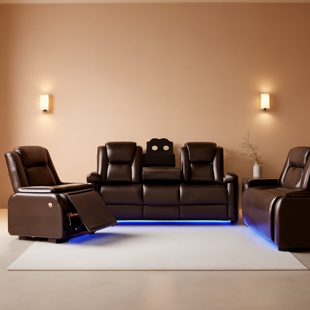 Brown Power Recliner Sofa Set For Living Room Comfort