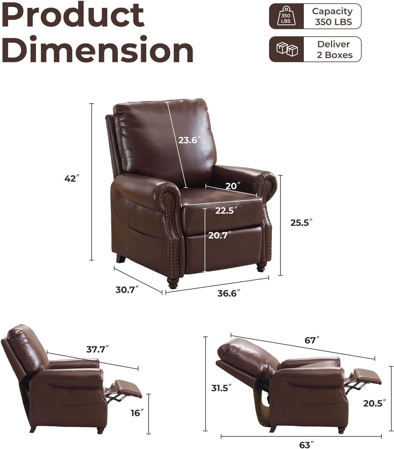 Brown Push Back Recliner Chair With Massage And Heat