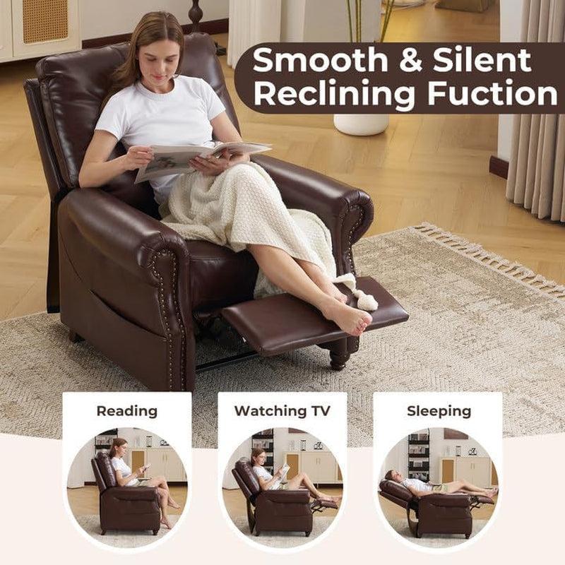 Brown Push Back Recliner Chair With Massage And Heat