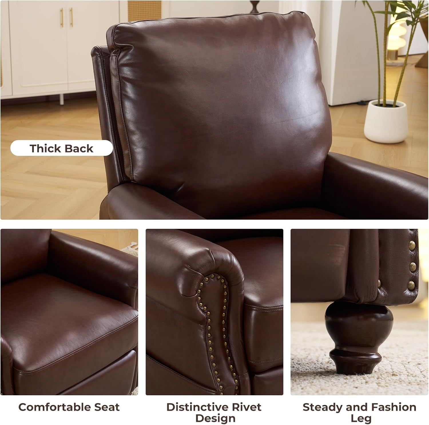 Brown Push Back Recliner Chair With Massage And Heat