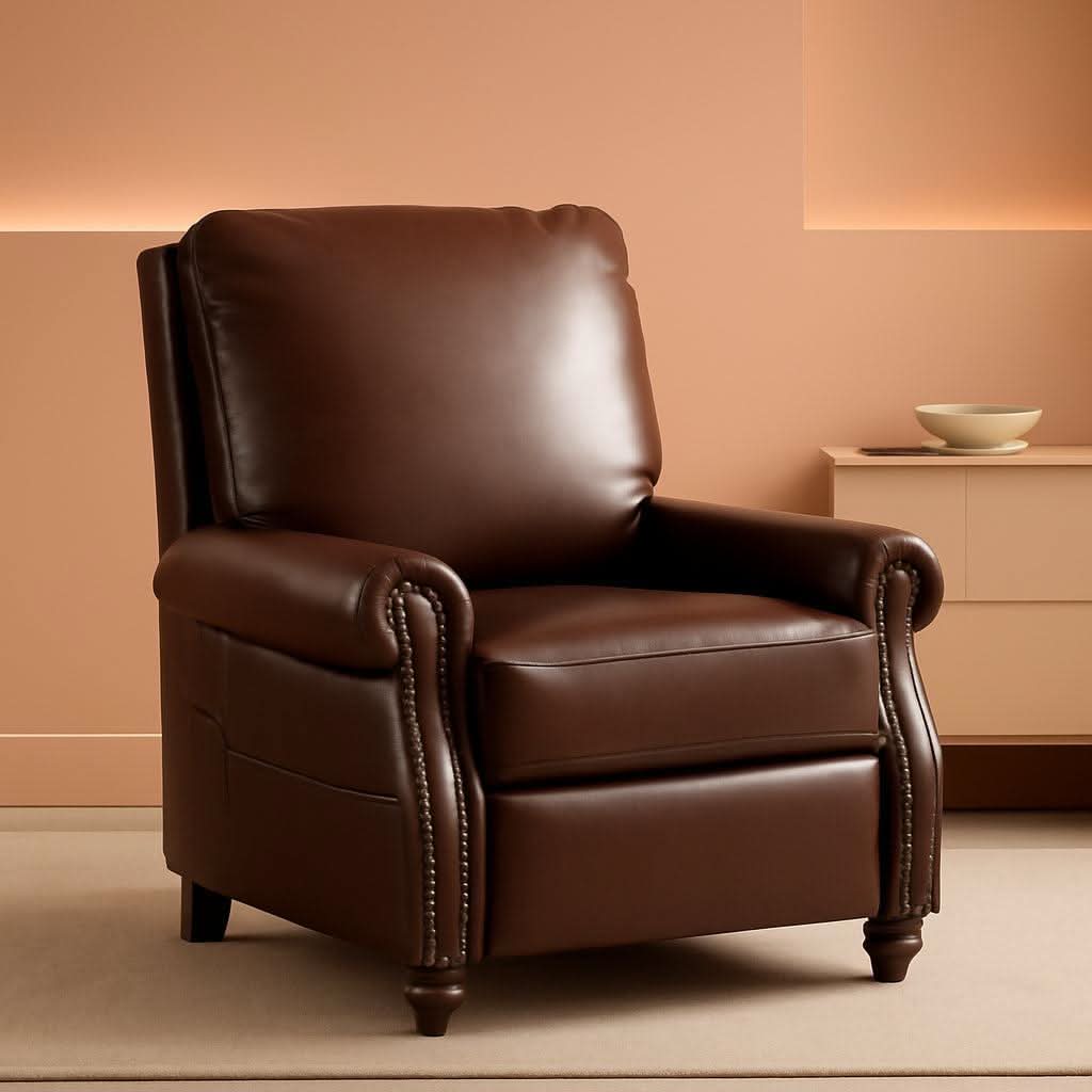 Brown Push Back Recliner Chair With Massage And Heat