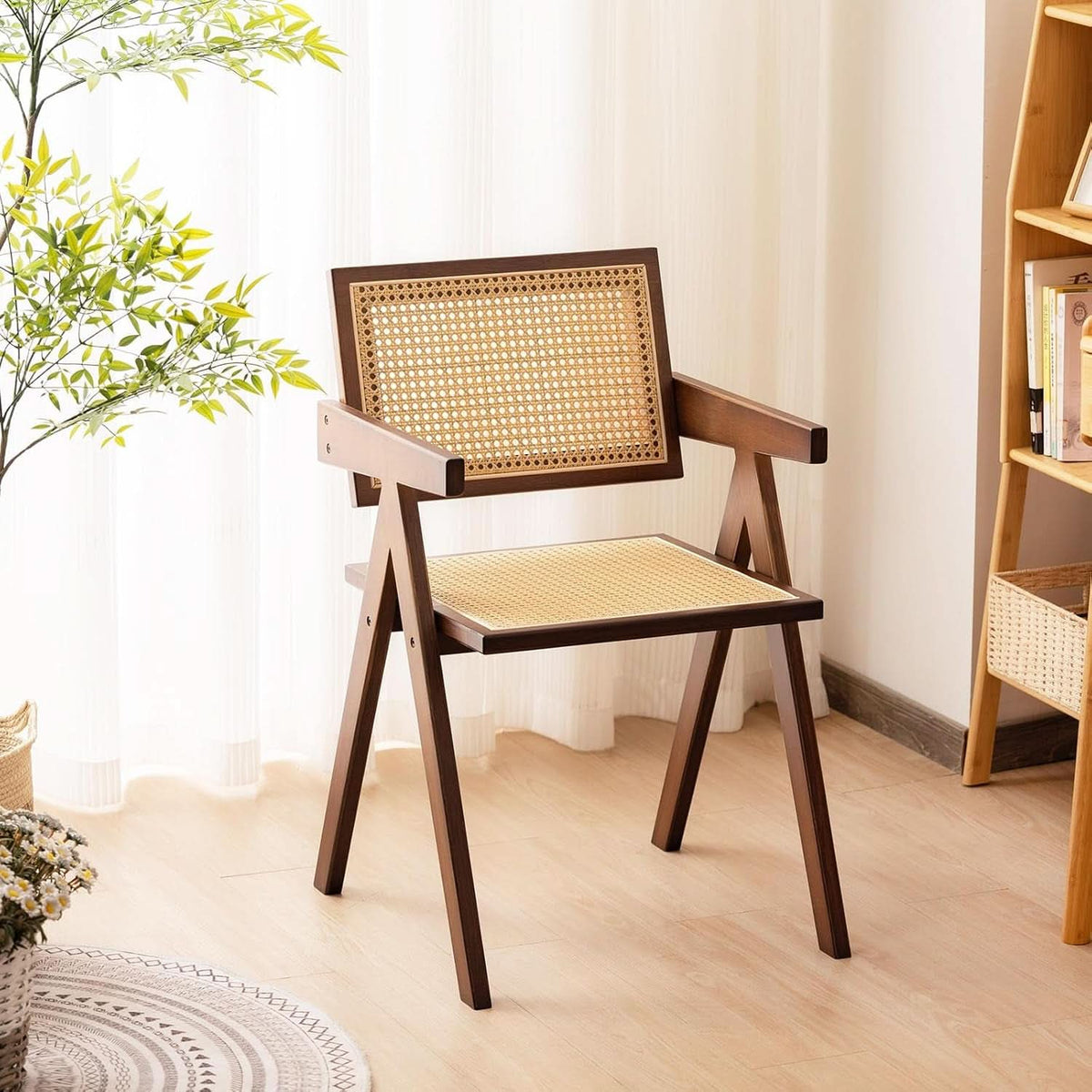Brown Rattan Accent Chairs Set Of 2 For Indoor Outdoor Use