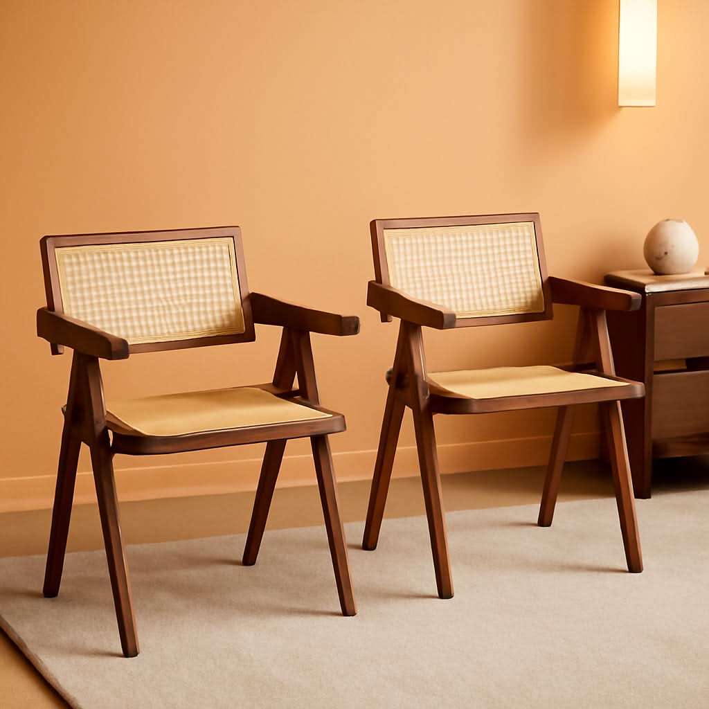 Brown Rattan Accent Chairs Set Of 2 For Indoor Outdoor Use