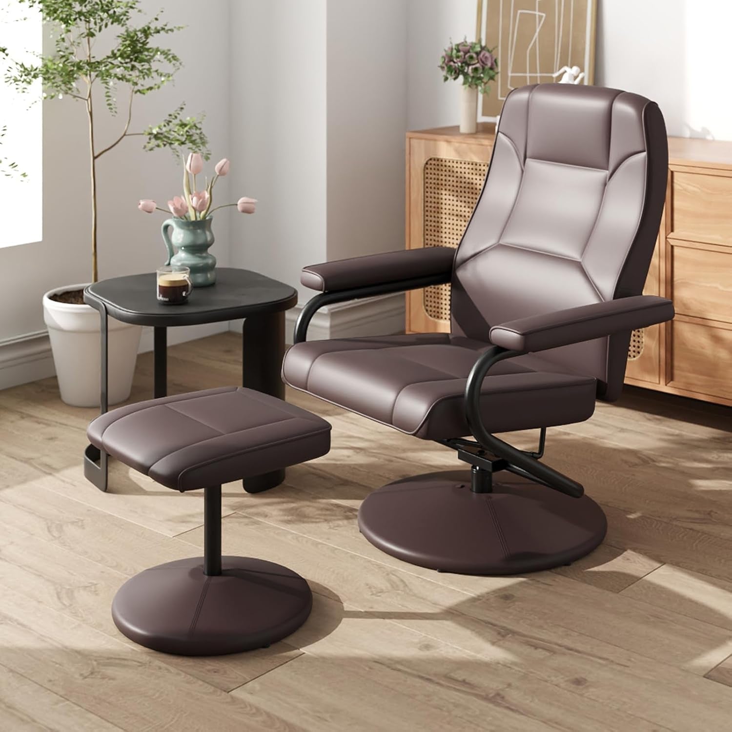 Brown Recliner Chair With 360 Degree Swivel For Living Room