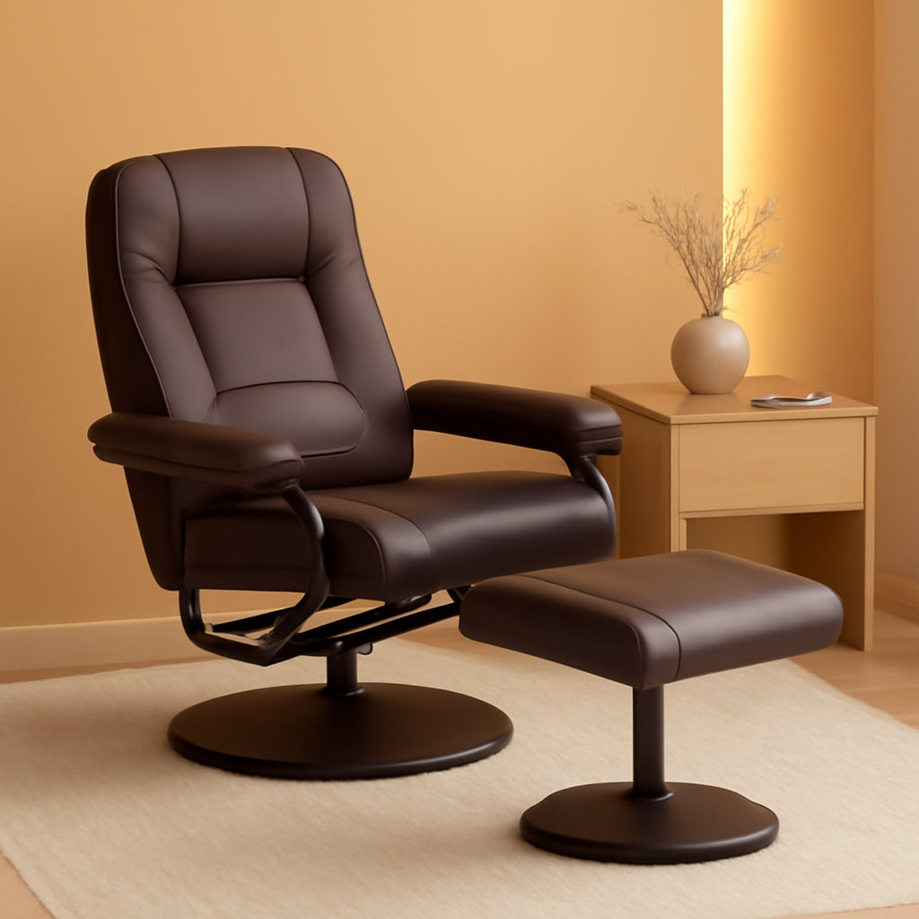 Brown Recliner Chair With 360 Degree Swivel For Living Room