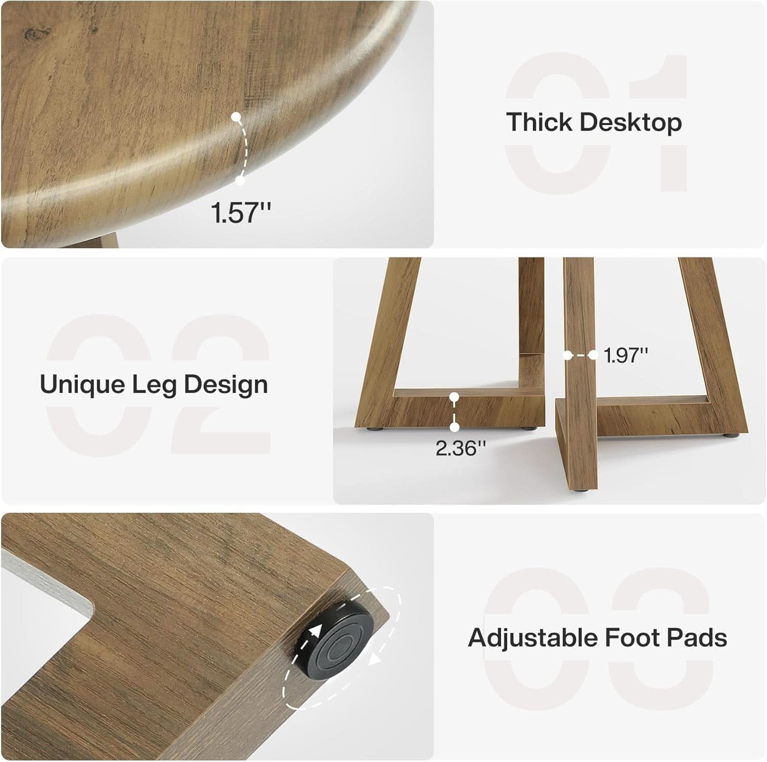 Brown Round Dining Table 31.5 Inch For 2 To 4 People