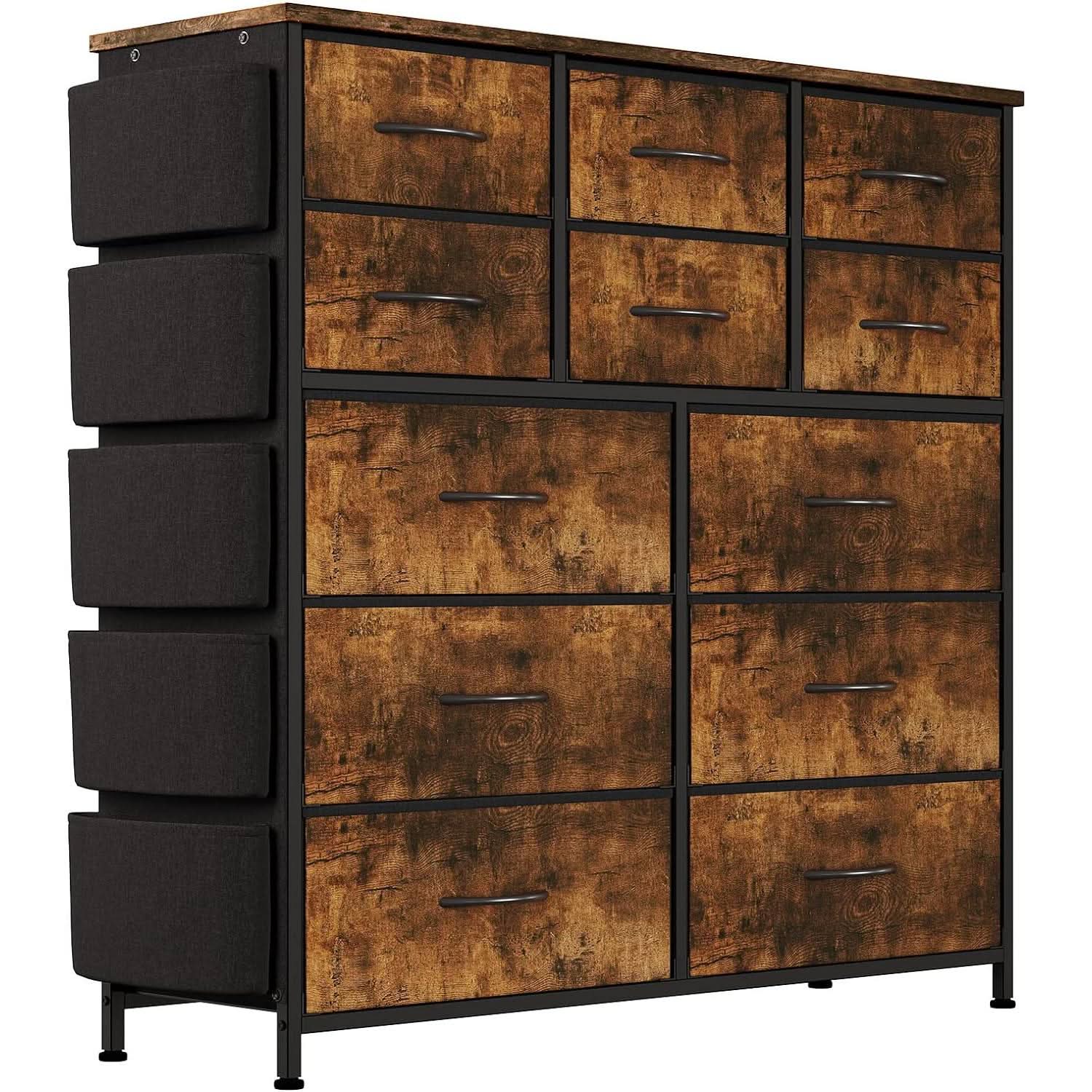 Brown Rustic Dresser With 12 Drawers Extra Storage