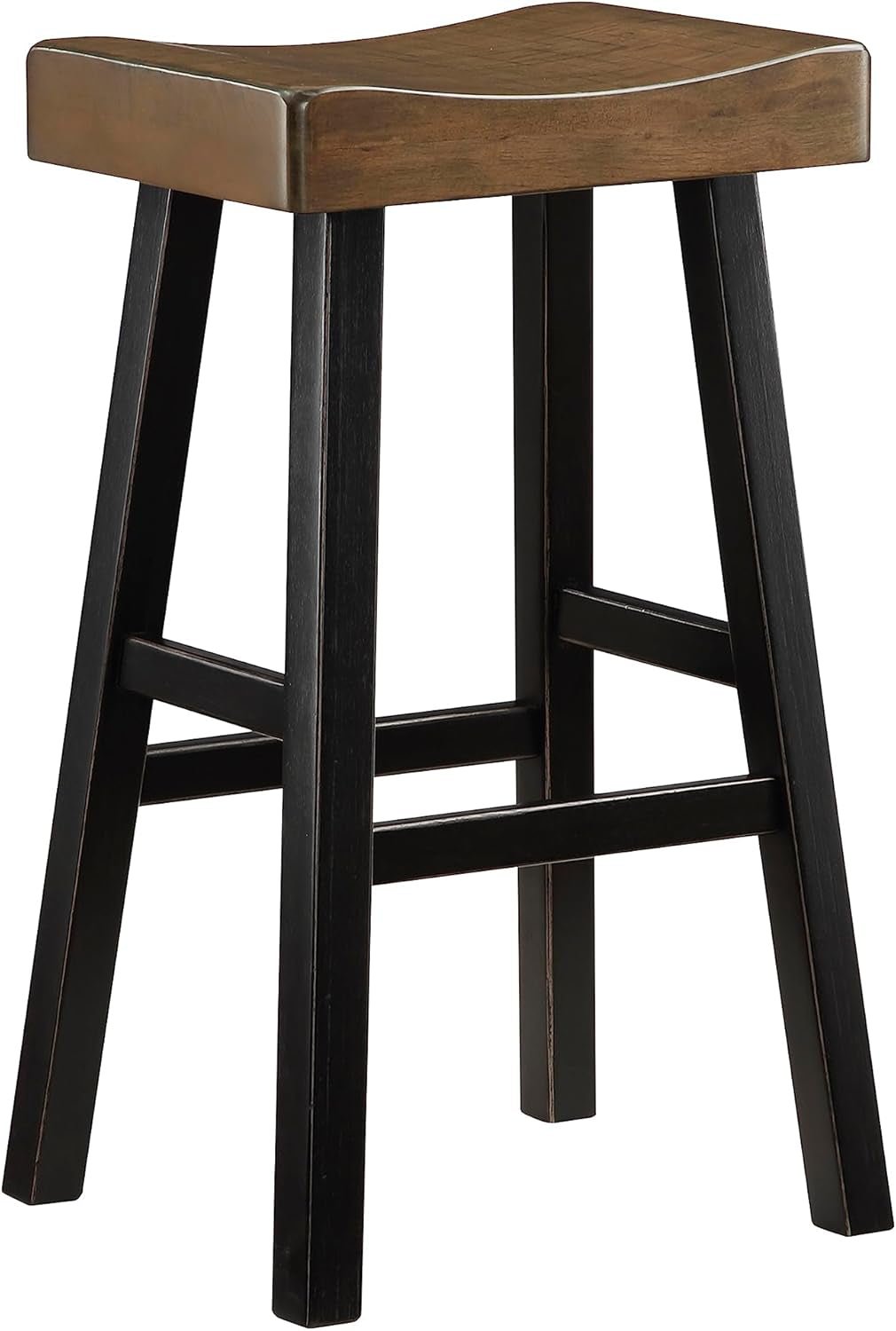 Brown Saddle Bar Stools Set Of 2 Pub Height Solid Wood