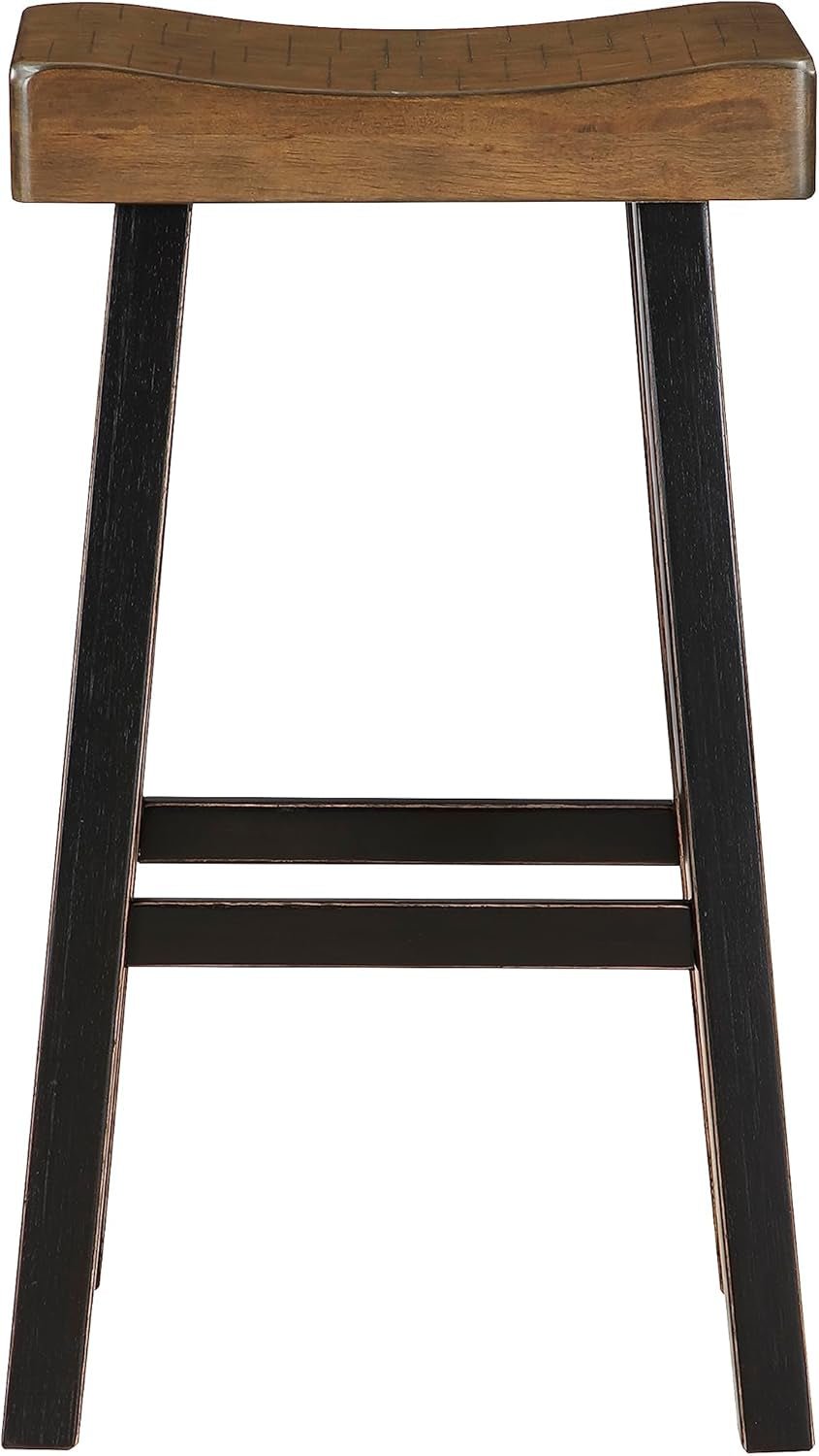 Brown Saddle Bar Stools Set Of 2 Pub Height Solid Wood