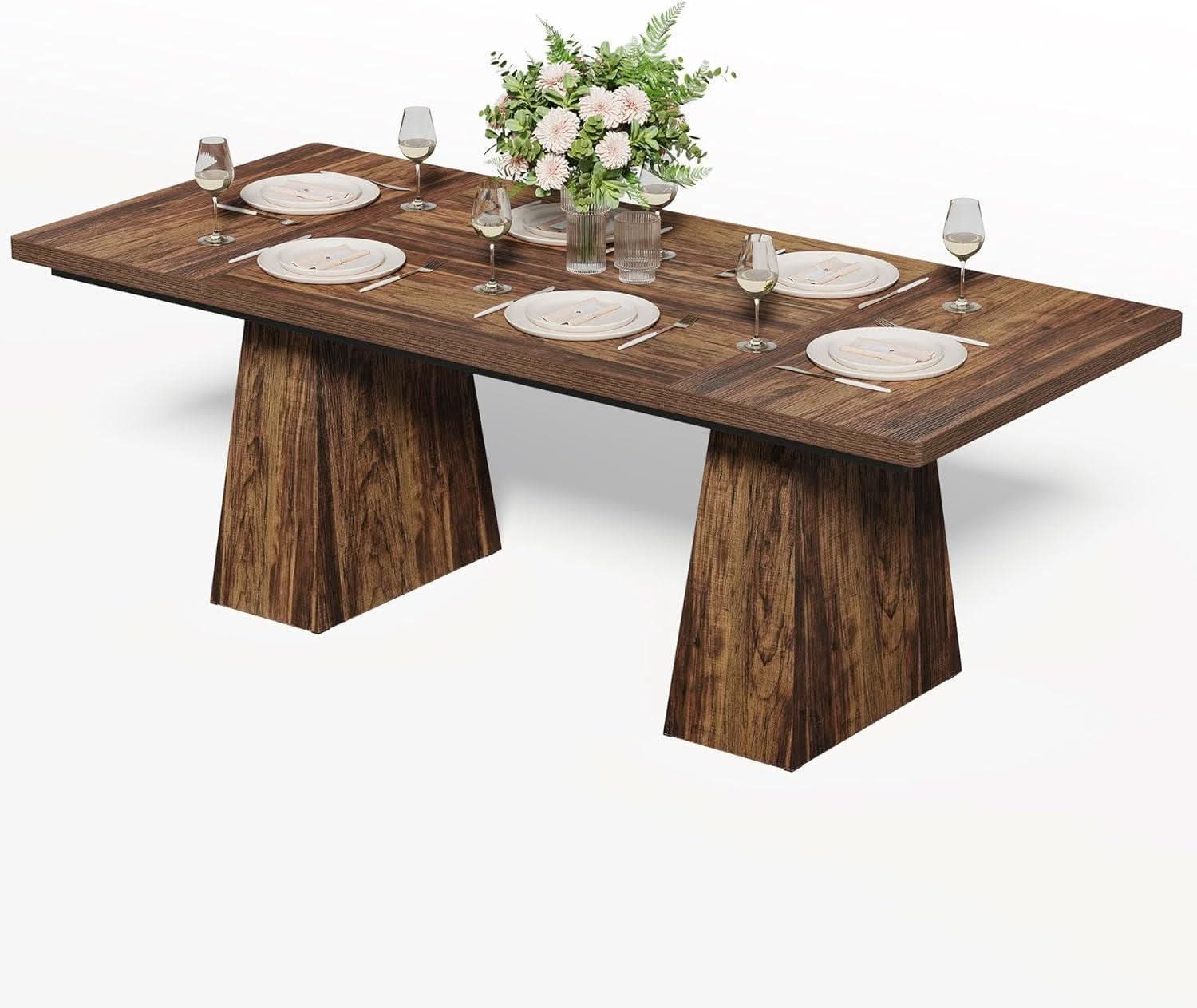 Brown Six Seater Rectangular Dining Table For Home Use