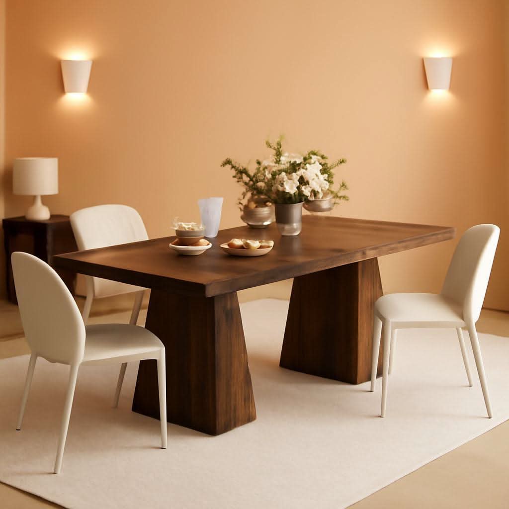 Brown Six Seater Rectangular Dining Table For Home Use