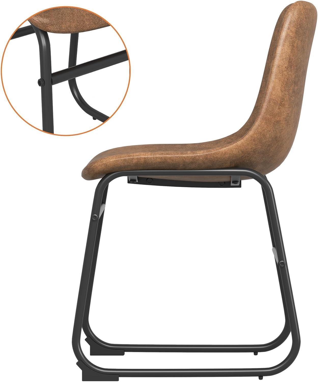 Brown Suede Dining Chairs Set Of 4 With 18 Inch High Back