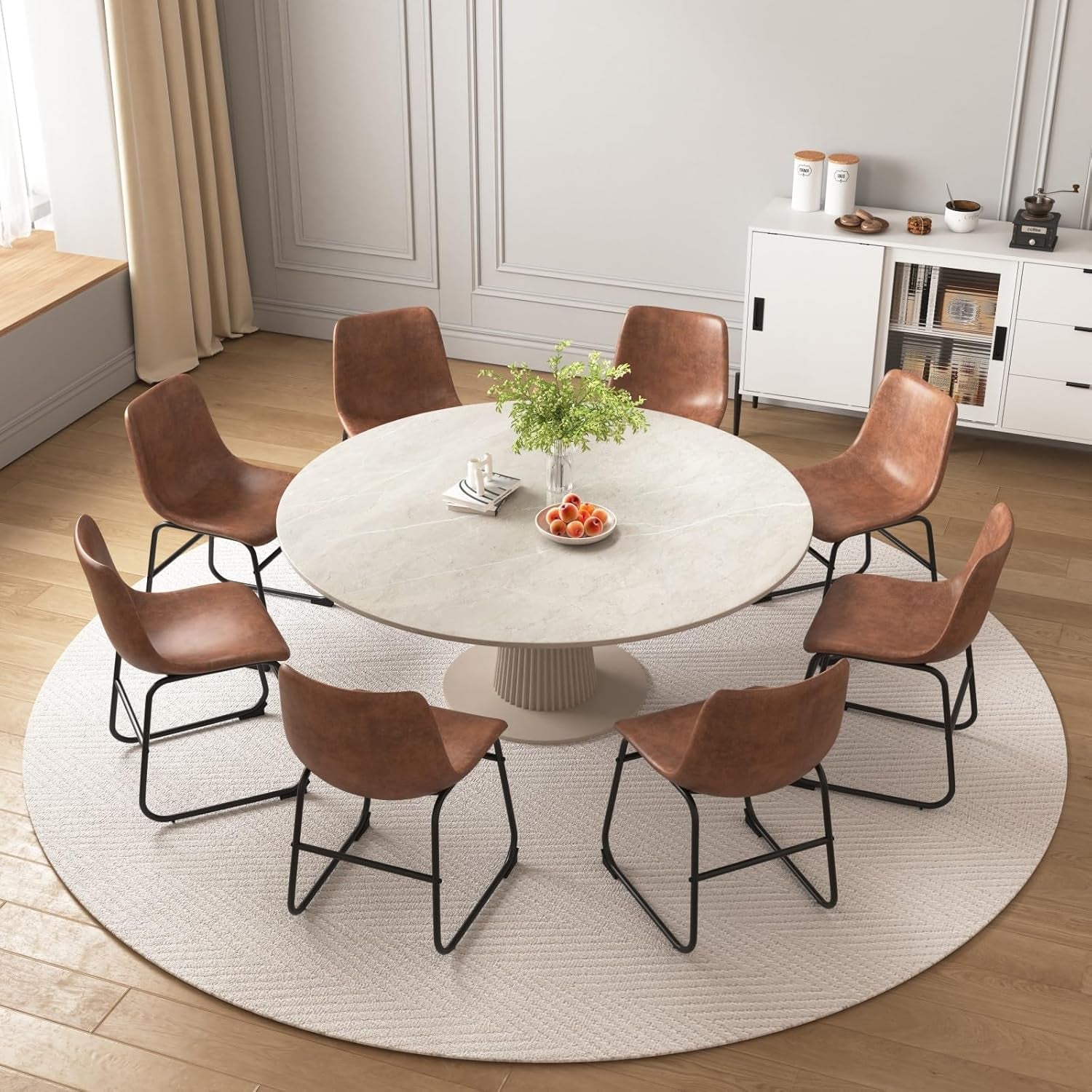 Brown Suede Dining Chairs Set Of 4 With 18 Inch High Back