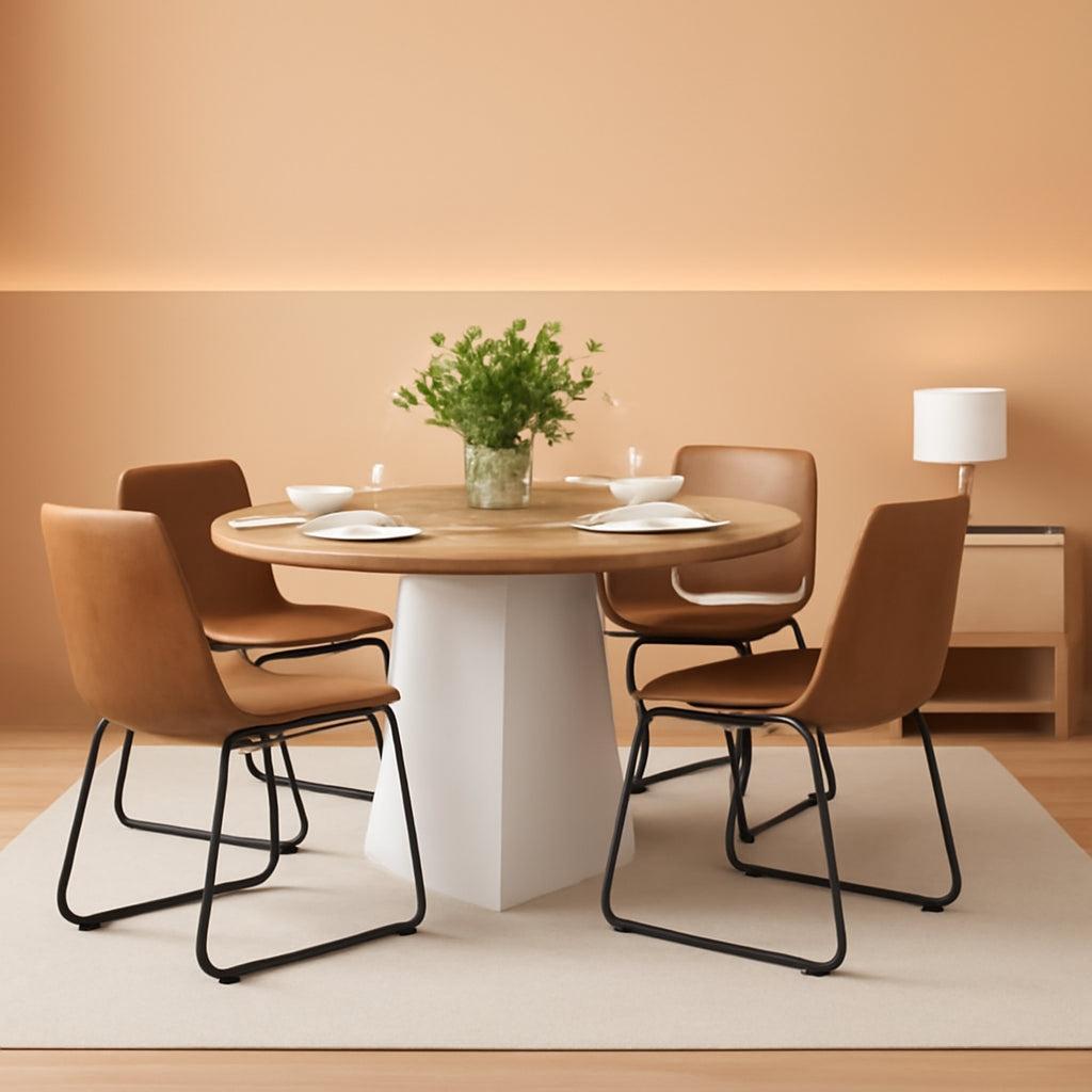 Brown Suede Dining Chairs Set Of 4 With 18 Inch High Back