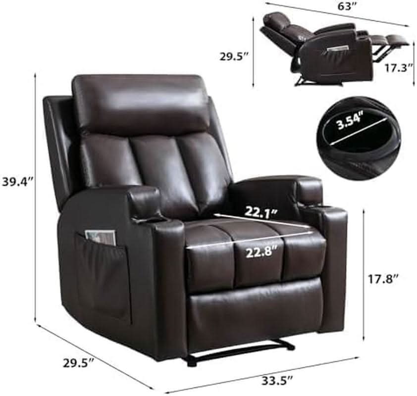 Brown UltraSoft Fabric Manual Recliner With Plush Arms