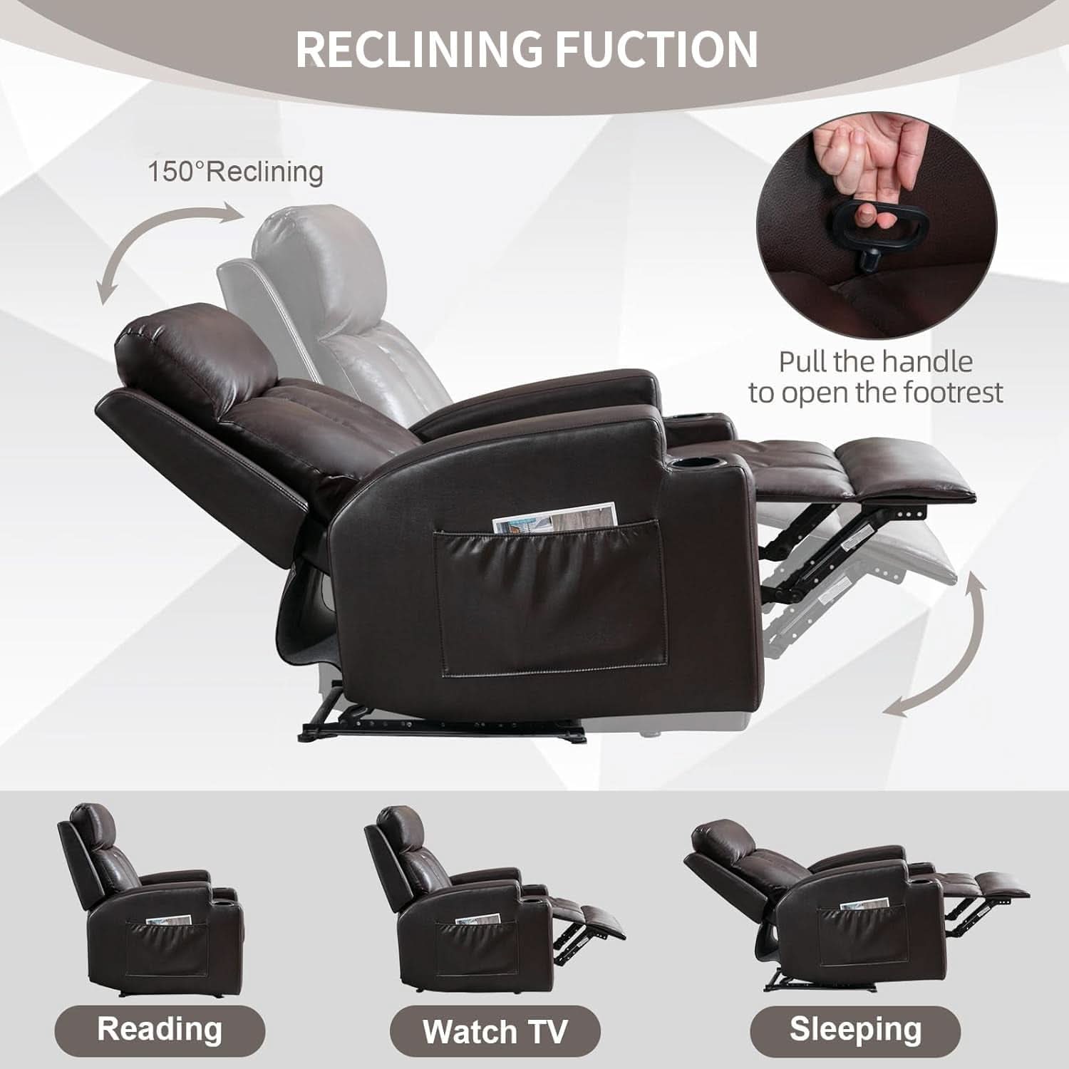 Brown UltraSoft Fabric Manual Recliner With Plush Arms