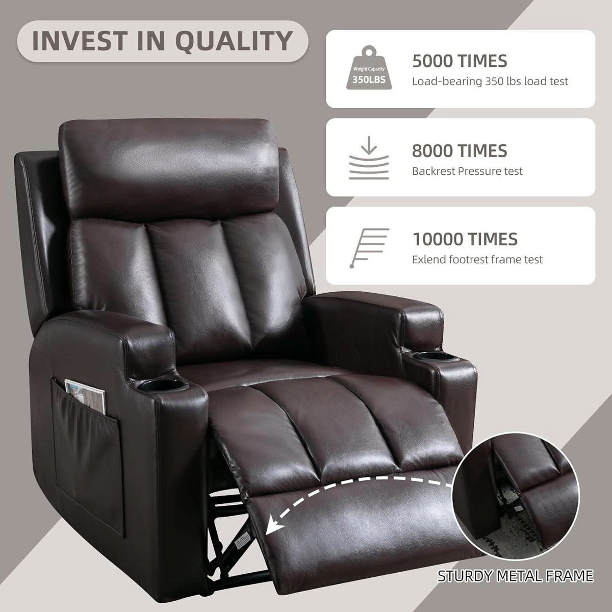 Brown UltraSoft Fabric Manual Recliner With Plush Arms