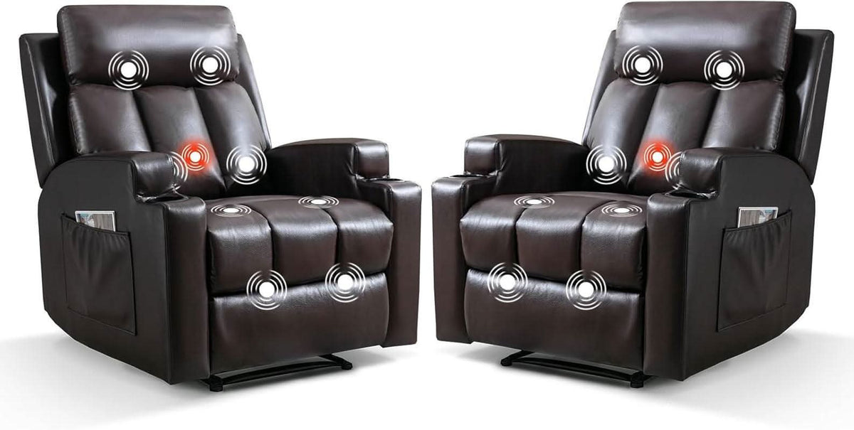 Brown UltraSoft Fabric Manual Recliner With Plush Arms