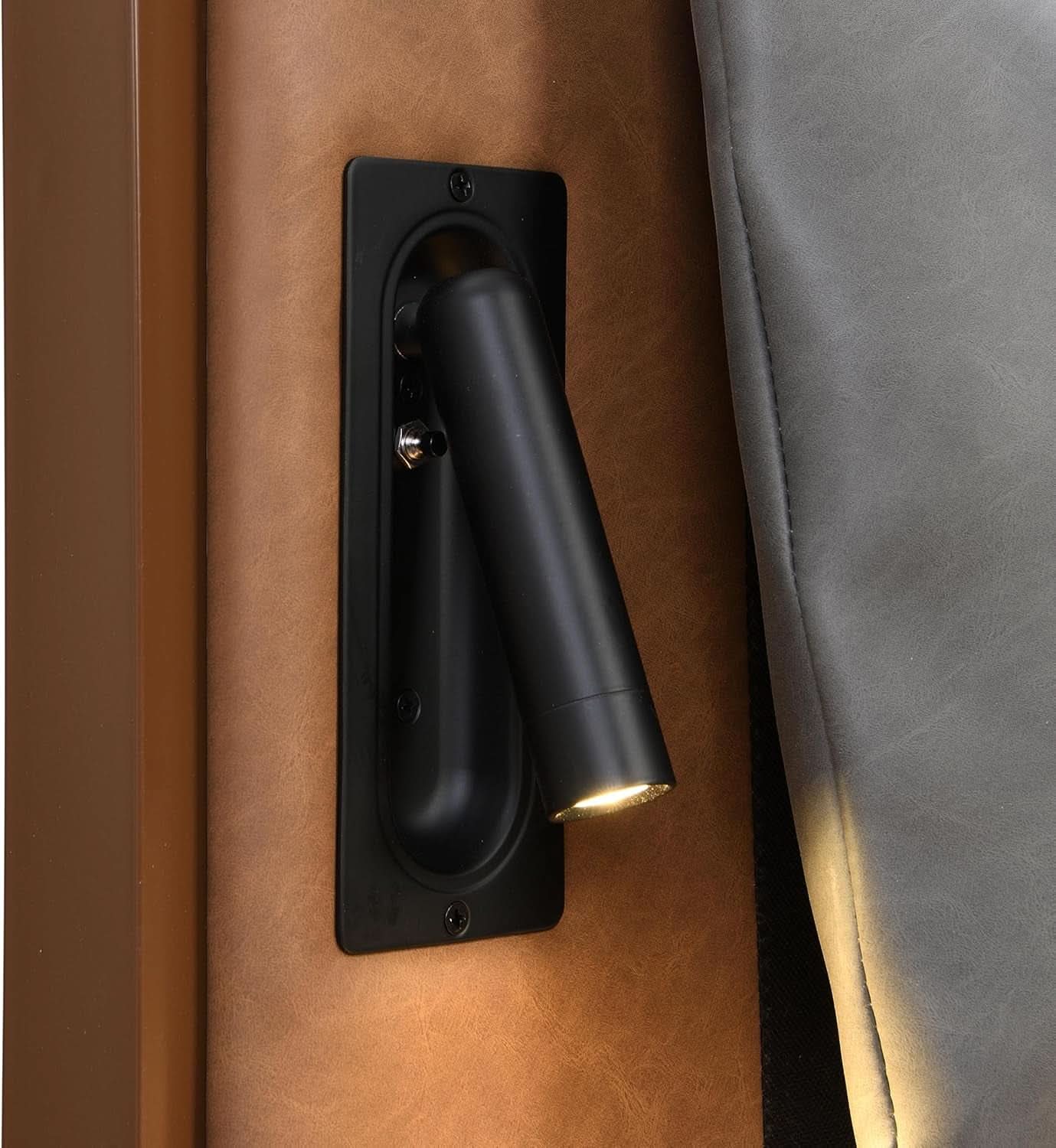 Brown Upholstered Bed Frame With Integrated Night Lights