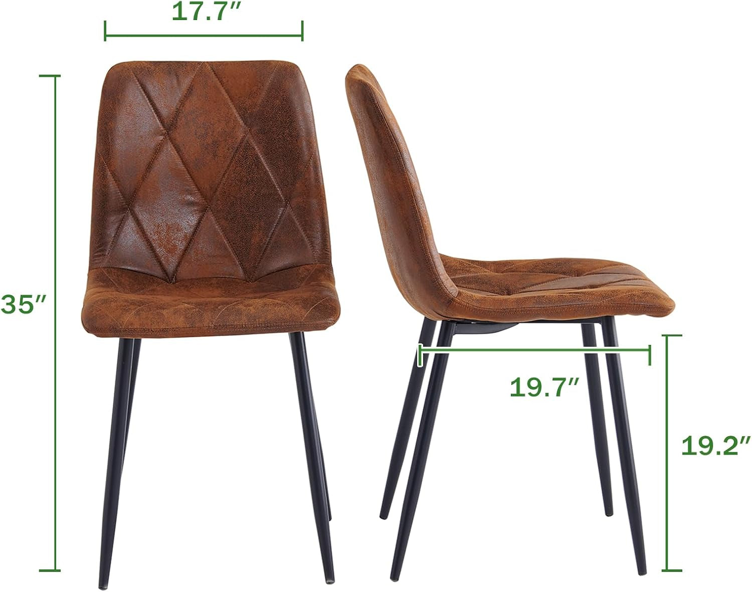 Brown Upholstered Dining Chairs Set Of 4 Metal Frame