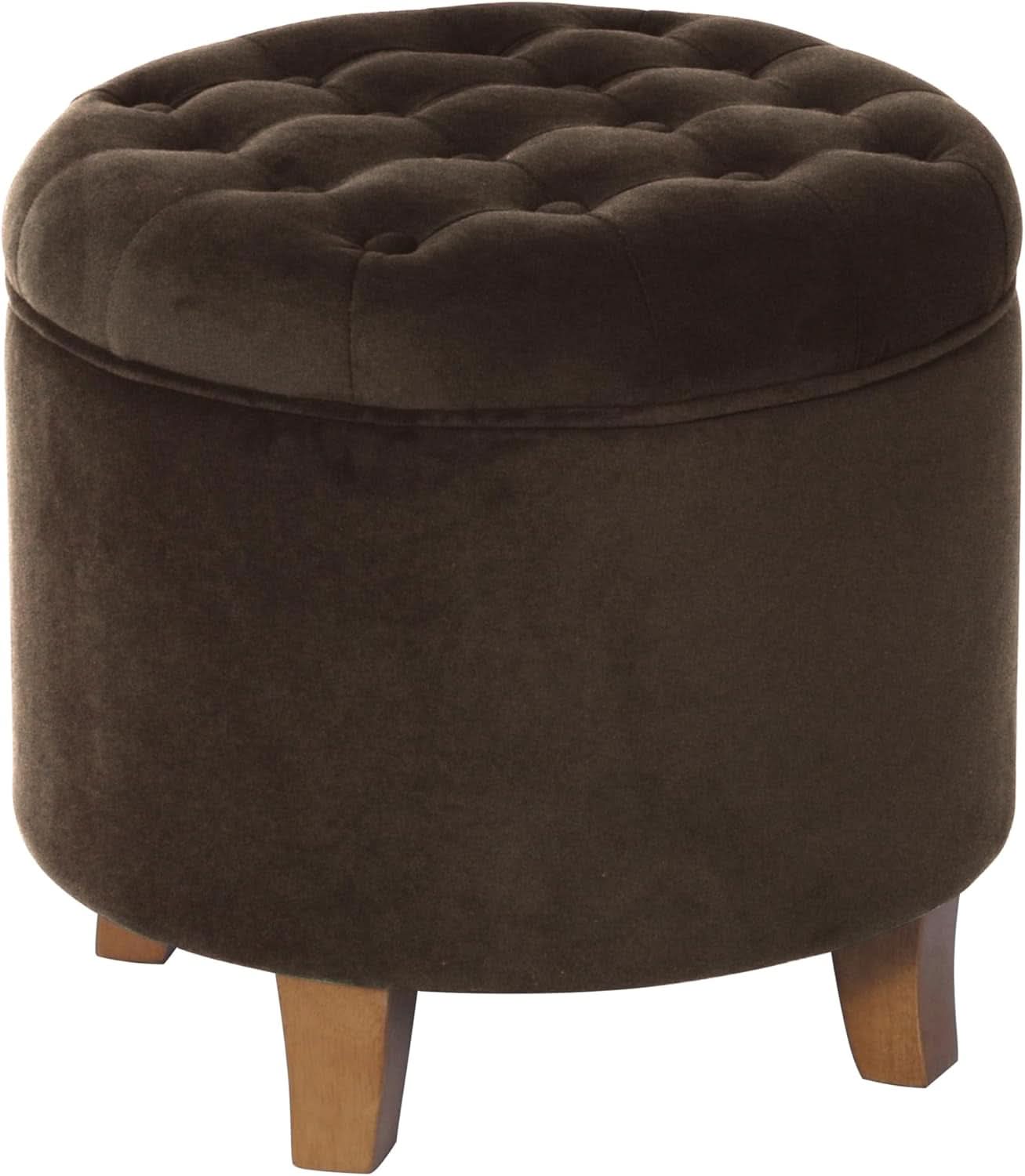 Brown Velvet Upholstered Ottoman With Concealed Storage