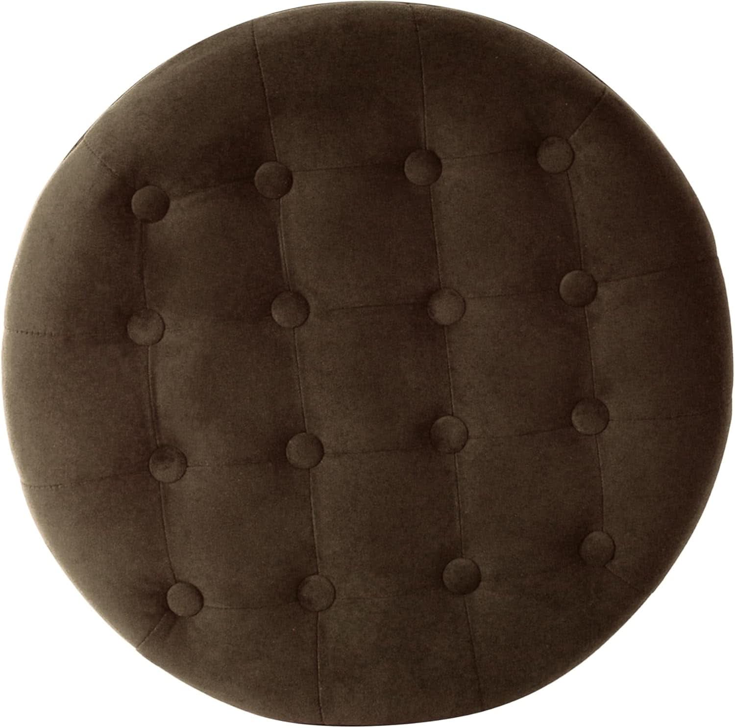 Brown Velvet Upholstered Ottoman With Concealed Storage