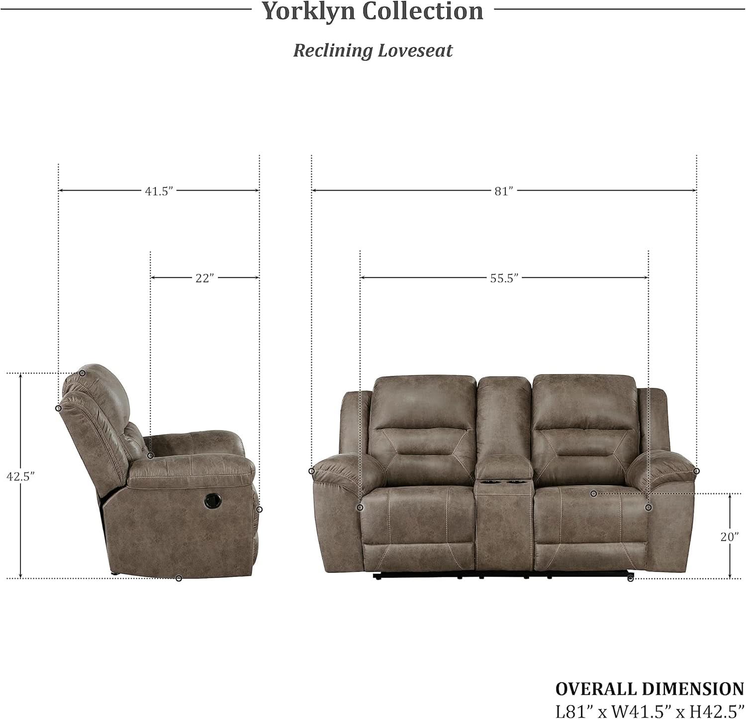 Brown Wall Hugger Manual Reclining Living Room Set With Dual Sofa And Loveseat