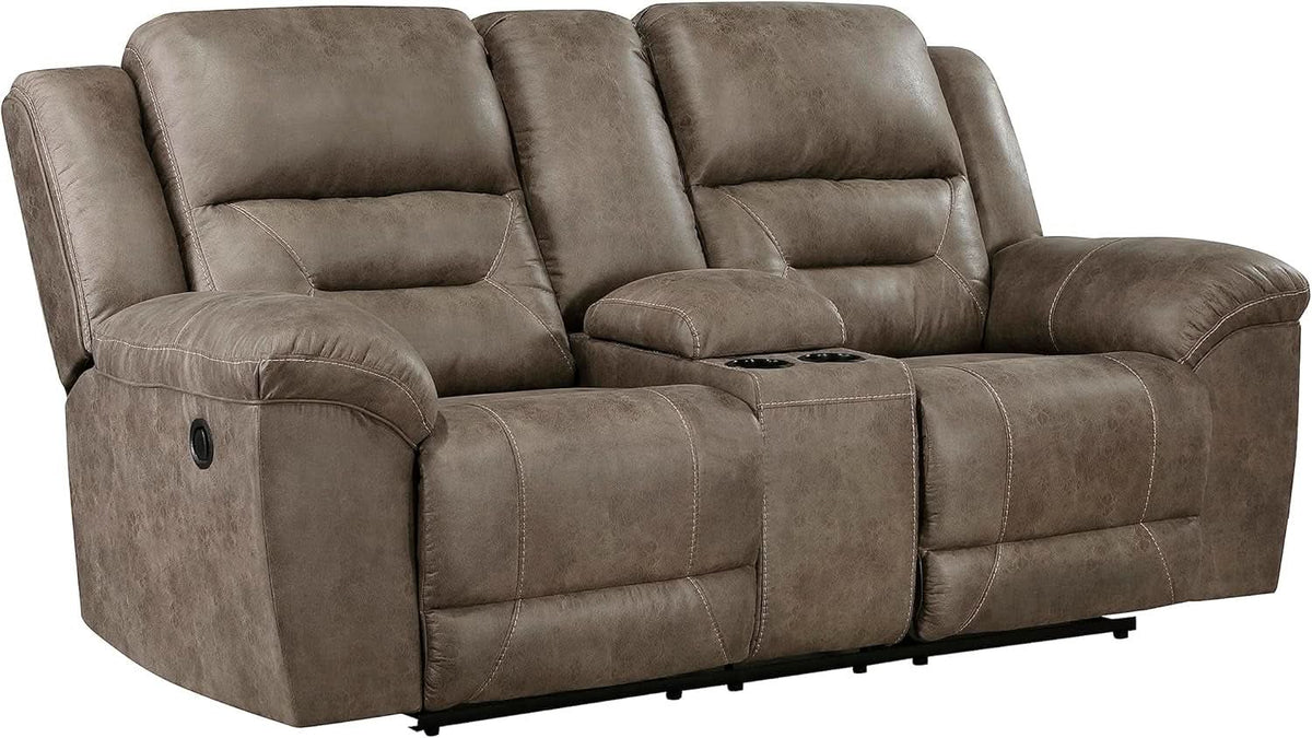 Brown Wall Hugger Manual Reclining Living Room Set With Dual Sofa And Loveseat
