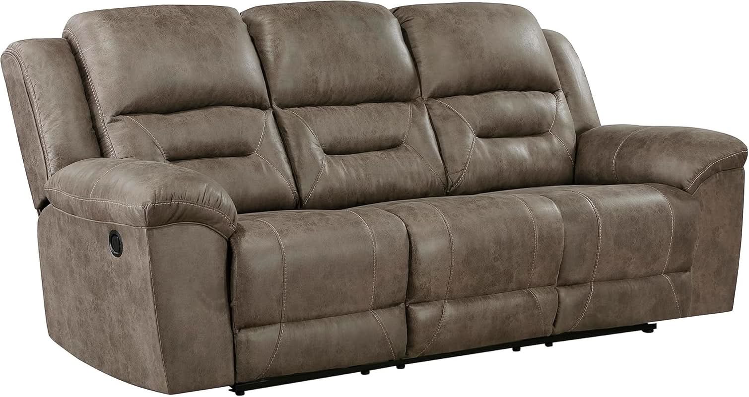 Brown Wall Hugger Manual Reclining Living Room Set With Dual Sofa And Loveseat
