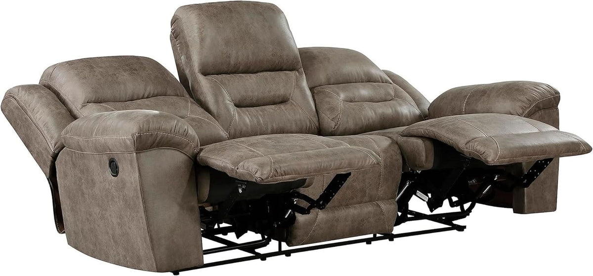 Brown Wall Hugger Manual Reclining Living Room Set With Dual Sofa And Loveseat