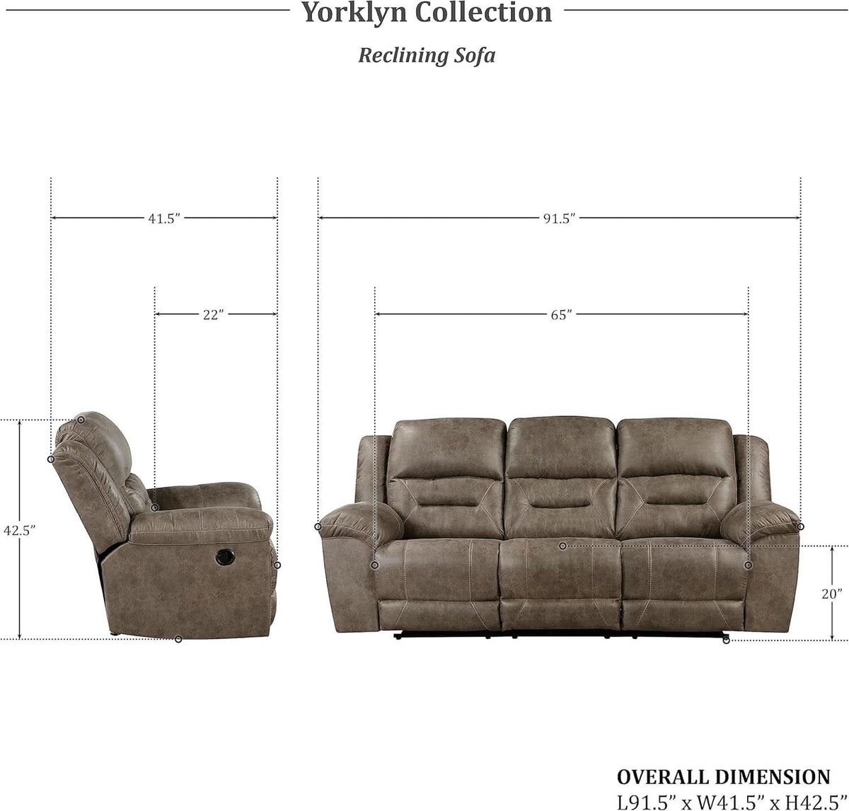 Brown Wall Hugger Manual Reclining Living Room Set With Dual Sofa And Loveseat