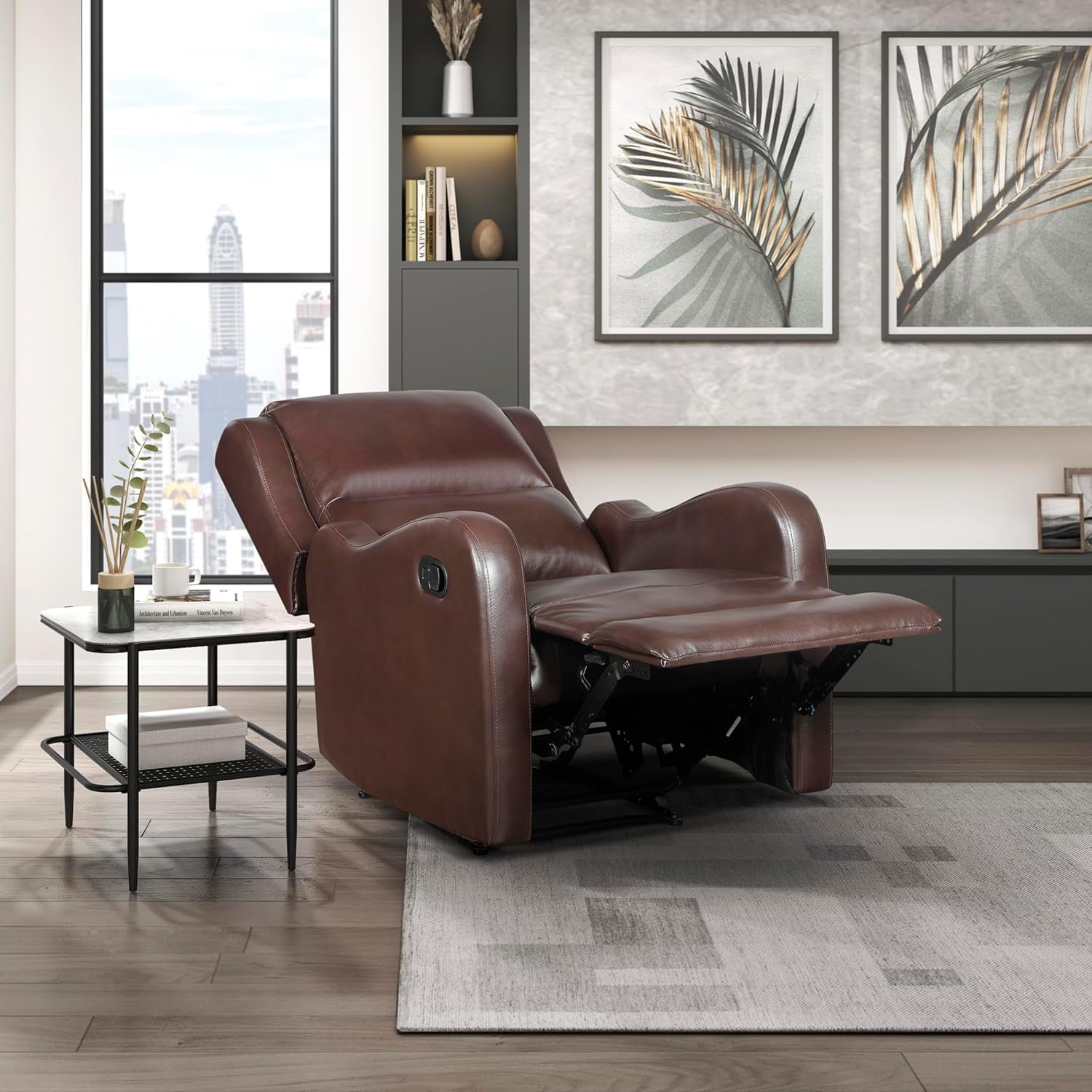 Brown Wall Hugger Recliner Chair For Living Room Office