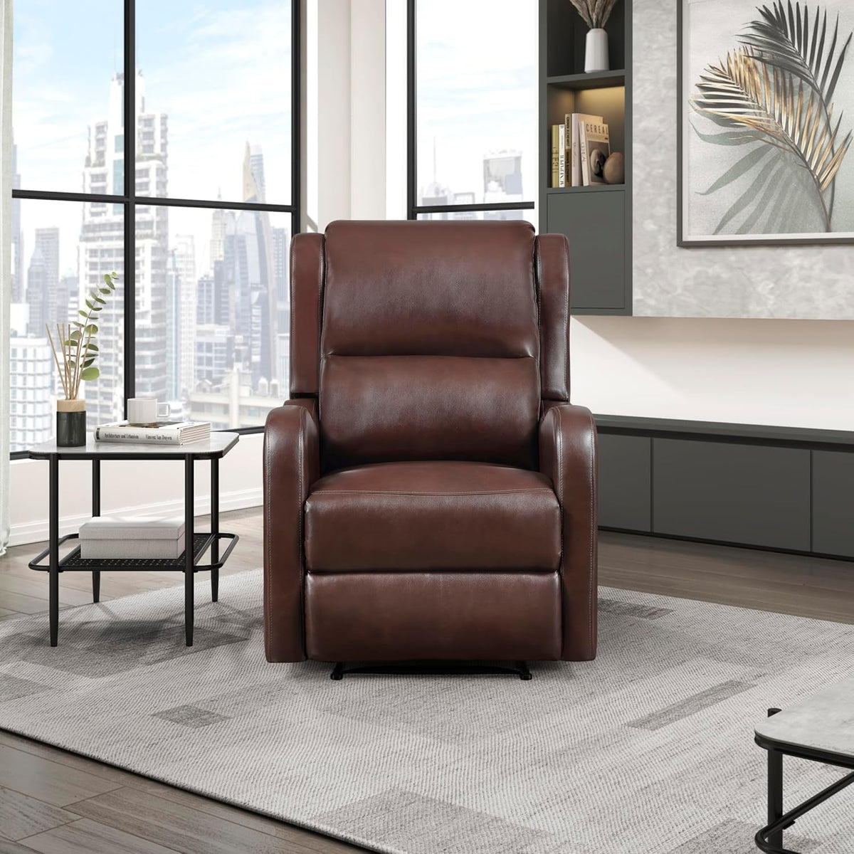 Brown Wall Hugger Recliner Chair For Living Room Office