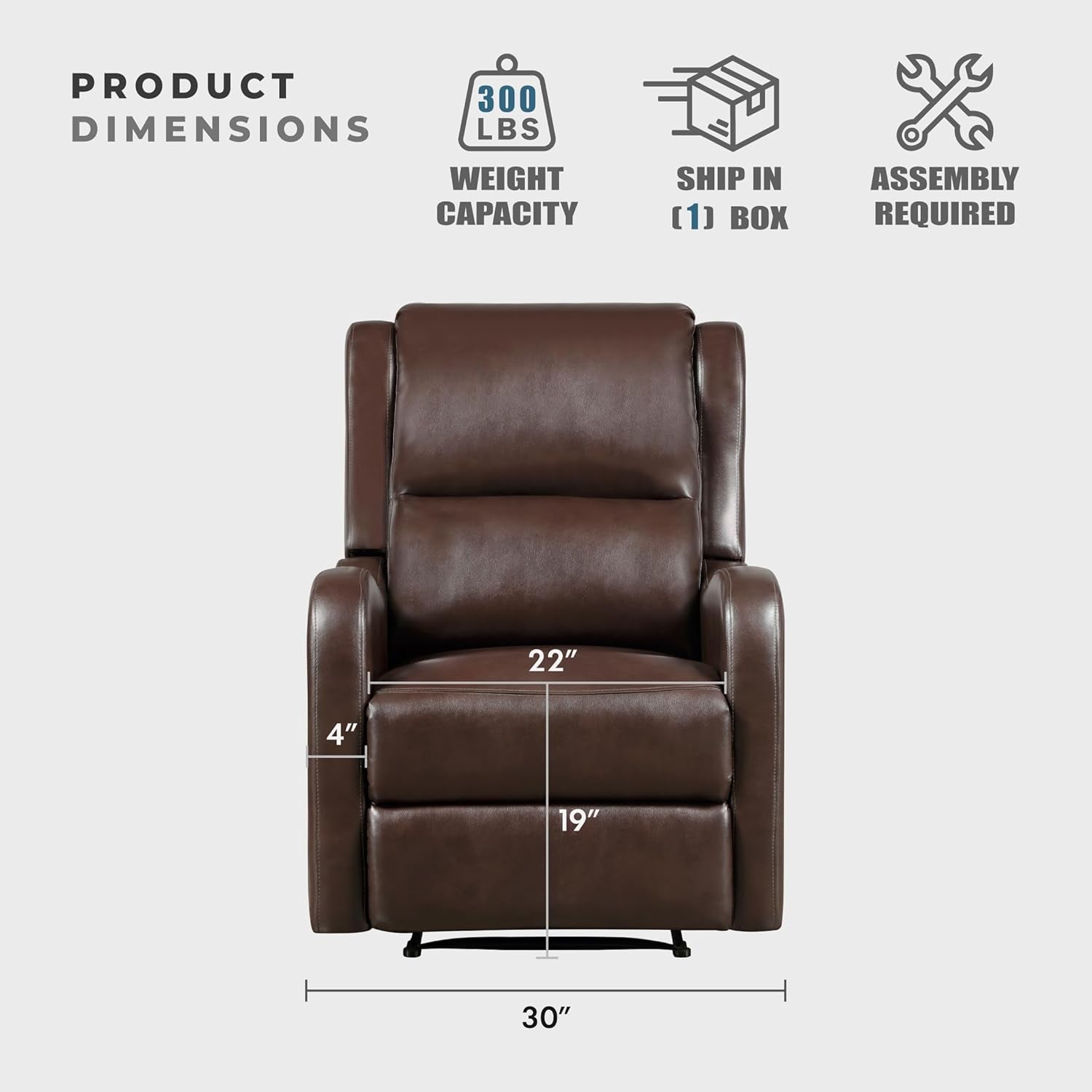 Brown Wall Hugger Recliner Chair For Living Room Office